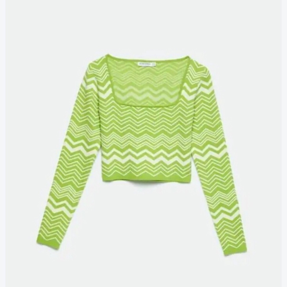 Stradivarius Knit Chevron Crop Top
